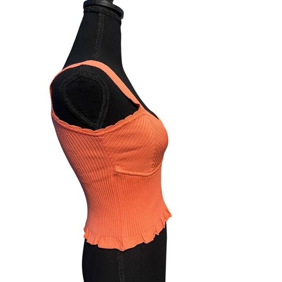 ONE GREY DAY SWEETHEART NECKLINE TANK TOP CORAL COLOR, Y2K PREPPY BEACH RESORT - Picture 5 of 8